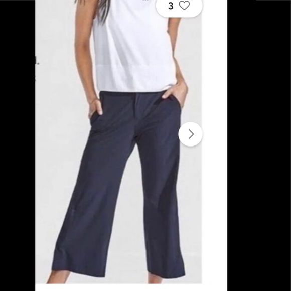Athleta Navy Blue Tribeca Size 4 Rare Mid Rise Semi-Fitted Crop Pants - Picture 2 of 9